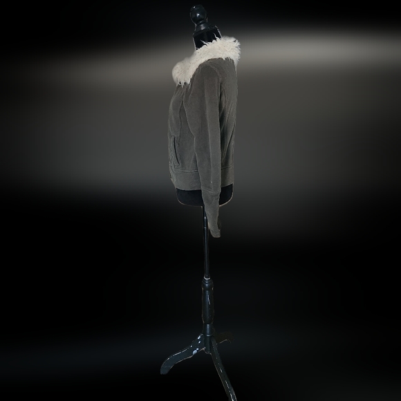 #KG28 Aeropostale Girls Olive Green Jacket With Faux Fur Collar - Picture 5 of 14